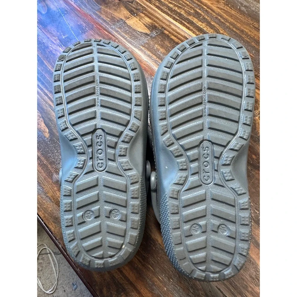 Crocs Classic Lined Clog‎ Slate Grey Men 7 Women 9 Fuzzy Comfort Mule Slippers